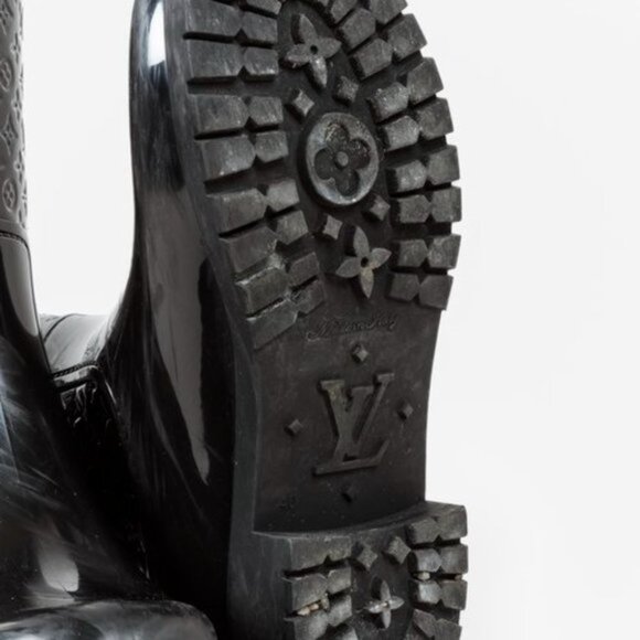 Louis Vuitton Black Monogram Splash High Rain Boots - Picture 5 of 10